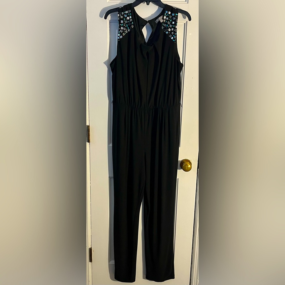 NY COLLECTION Sleeveless Enbellished Cocktail/Formak Black Jumpsuit. Size: XL.